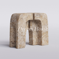 Table console artistique en marbre Dream Home, plateau rectangulaire arrondi, base en U, meuble d'appoint de luxe pour couloir, design de créateur
