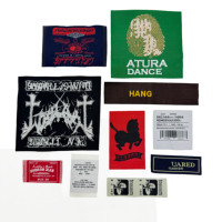 Étiquette en tissu tissé personnalisée avec logo imprimé en satin de coton, étiquette de taille pour vêtements/chapeaux/sacs, estampage à chaud
