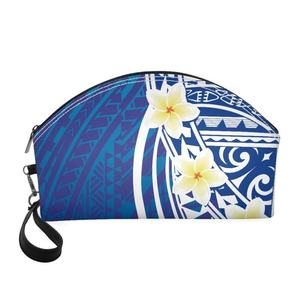 Borsa cosmetica all'ingrosso Samoa polinesia Plumeria sublimazione Vintage borse con Zip cosmetici da viaggio Casual stampa personalizzata borsa per il trucco - Product Image 5