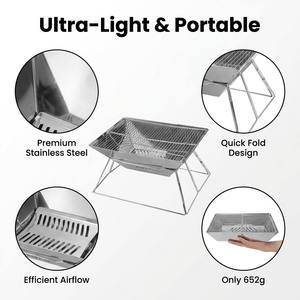 Barbecue pliable ultra-léger en acier inoxydable, réchaud à charbon de bois compact et portable pour le camping, les pique-niques et la pêche - Product Image 3