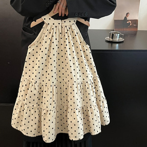 Child Star Circle Girls Polka Dot Dress Sleeveless Cotton Breathable Summer Dress French Style Childrens Vest Dress - Product Image 2