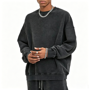 Felpa Girocollo da Uomo Personalizzata <span class=keywords><strong>con</strong></span> LOGO, Produttore di Abbigliamento Streetwear, Pesante 100% Cotone Traspirante, Stile Vintage, Ricamo <span class=keywords><strong>3D</strong></span> - Product Image 2