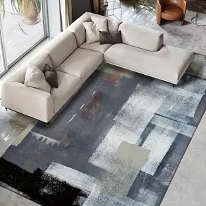 Factory Customized Unique Loom, Barista Collection Modern Abstract Vintage Distressed Urban Geometric Warm Colors Area Rug/