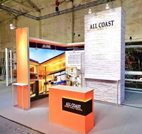 Stand d'exposition portable rétroéclairé sur mesure 10*10 pieds, toile de fond lumineuse, installation facile, présentoir pour salon professionnel, sublimation par transfert thermique