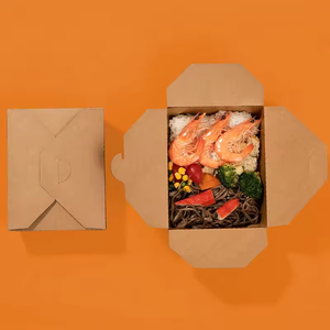 Caja de <span class=keywords><strong>Embalaje</strong></span> Desechable para Comida Rápida para Llevar, 750 ml, Papel Kraft de Grado Alimenticio, Reciclable, con Relieve, para Sushi y Fideos - Product Image 3