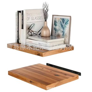 Wooden <b>Wall</b> <b>Mounted</b> <b>Shelf</b> Solid Wood Rectangle Kitchen Bedroom Living Room Decorative Storage Rack - Product Image 1