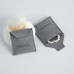 Bolsa de Joyería de Microfibra de Lujo de Alta Calidad 2024, Bolsa Gruesa Gris con Solapa y Colgante, Nueva Embalaje de Regalo - Product Image 6