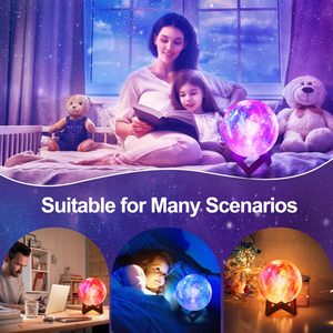 Lámpara De Luna J & <span class=keywords><strong>R</strong></span>, regalo de luz lunar de PVC recargable 16 colores cambio táctil remoto impresión 3D globo Luna luz LED 3D lámpara de Luna - Product Image 6