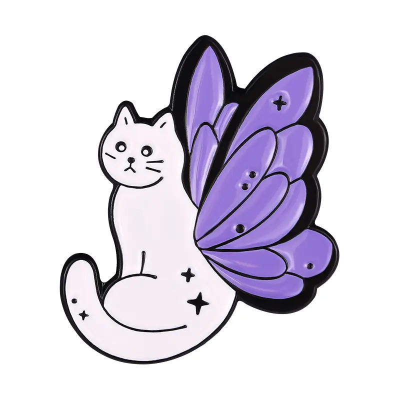Großhandel kreative Cartoon Cat Butterfly Serie Modellierung Back farbe Legierung Zubehör benutzer definierte harte Emaille Pins