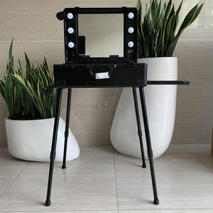 Professionale di Trucco Casi con Ruote Makeup Artist Rotolamento Free Standing Workstation LED Specchio Specchio Per Il Trucco Bagaglio Trolley Caso - Product Image 1