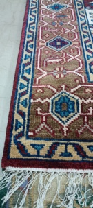 Vintage Heriz Hand Knotted Low Pile Wool <b>Carpet</b> 8x10 ft Geometric Pattern Super Soft Eco Friendly Medium Thickness for Prayer - Product Image 5