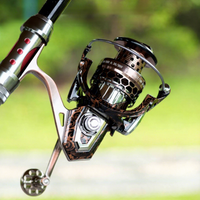 Moulinet de pêche à la ligne HA Antique Bronze Micro Spinning, entièrement métallique, gaucher, rapport de transmission 4.1:1, poids 550g, longue portée