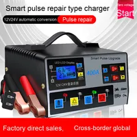 Chargeur de Batterie Intelligent Haute Puissance 12V/24V Entièrement Automatique pour Voitures, Camions, Scooters, Bateaux avec Affichage LED pour Prises UE US