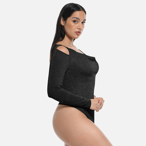 Body brillant pour femme Body décontracté à <span class=keywords><strong>manches</strong></span> <span class=keywords><strong>courtes</strong></span> Sexy intégré Soutien-gorge et string à l'entrejambe - Product Image 6