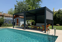 Auvent de terrasse et de jardin à toit à persiennes, structure en acier inoxydable thermolaqué, solution de brise-soleil de style aluminium pour balcon