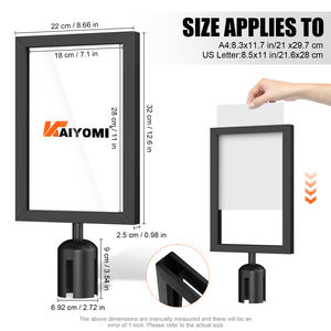 Support de signalisation vertical rétractable en acier inoxydable noir A3 A4 pour le contrôle des foules - Product Image 2