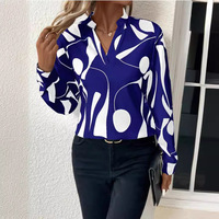 Mode féminine européenne et américaine, nouveaux hauts, chemises à imprimé géométrique les plus vendues, manches trois quarts, hiver/printemps/été, ODM