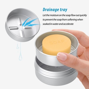 Premium Durable <b>Aluminum</b> Travel Soap Box Screw Cap <b>Container</b> Drip Tray Recycled Materials Personal Care Offset Printing Direct - Product Image 3