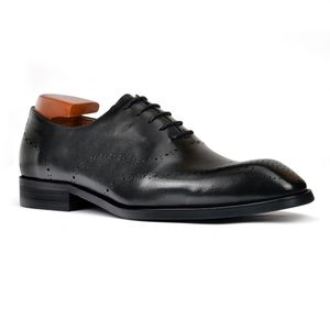 2026 High Quality Black Lace-Up Men Handmade <b>Full</b>-Grain Genuine Leather Pointed Breathable Oxford Dress Shoes Spring - Product Image 3