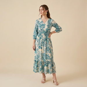 Vestido de Verano Estampado Floral Estilo Boho para Mujer, Vestido Casual Elegante, Atuendo de Moda para Vacaciones - Product Image 1