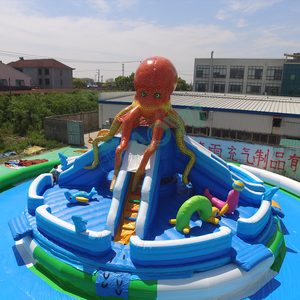 Aoyu tùy chỉnh thổi lên bạch tuộc thương mại <span class=keywords><strong>Inflatable</strong></span> di động Land Nước Công viên chủ đề slide với hồ bơi và leo núi - Product Image 1