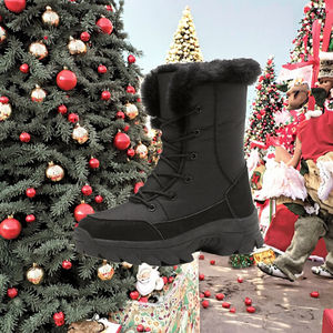 รองเท้าบูทหิมะขนเฟอร์สีขาวเรียบง่ายแฟชั่นใหม่สำหรับผู้ชาย ไซส์ใหญ่ 42  ฤดูใบไม้ร่วง ฤดูหนาว รองเท้าบูทข้อเท้าบุขนนุ่ม ราคาถูกสำหรับใส่กลางแจ้ง - Product Image 3