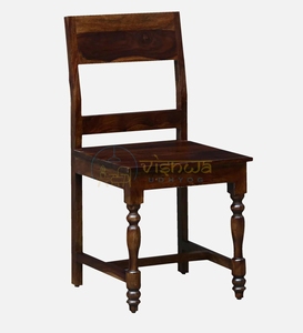 Chaise de salle à manger artisanale en bois de Sheesham avec dossier à lattes et pieds tournés, mobilier rustique vintage, siège d'appoint pour salle à manger - Product Image 1