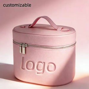 Bolsa de Aseo de Viaje de Moda con Asa, Estuche de Maquillaje Portátil, Bolsas Cosméticas de Color Sólido, Doble Cremallera, Cuero PU, Venta al por Mayor - Product Image 1
