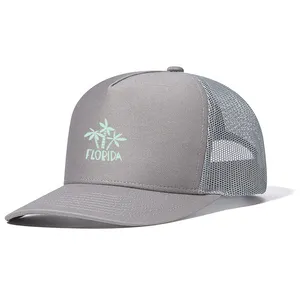 Boné de beisebol australiano para caminhoneiro, chapéu esportivo masculino cinza claro de alta qualidade com 5 painéis personalizados
