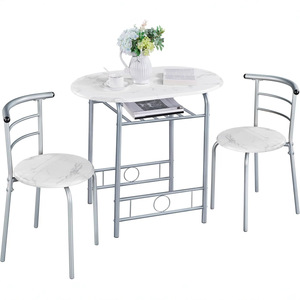 Modern minimalist <b>white</b> three-piece bar counter and dining <b>table</b> and chair set, suitable for <b>small</b> apartments, double breakfast - Product Image 5