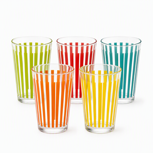 Bicchieri in Vetro Borosilicato Fatti a Mano 400ml per Tè Caldo, Caffè, Succhi Freddi, Bevande Gassate, Bicchieri Colorati a Strisce per Casa, Cucina, Bar - Product Image 6