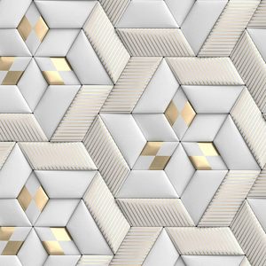 UDK <strong>White</strong> Geometric Pattern PVC <strong>Wallpaper</strong> with Self-Adhesive and Deep <strong>Embossed</strong> Waterproof Design for DIY Home Decoration - Product Image 2