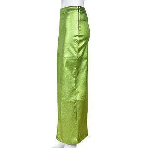 Jupes d'été en <span class=keywords><strong>cuir</strong></span> Pu pour femmes Jupes longues taille haute Jupes Maxi vertes fendues Night Club Cute Casual Slit Skirt - Product Image 5