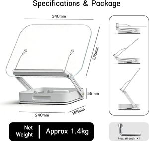 Support de livre en bois réglable en hauteur et rotatif à 360°, support de lecture pliable, support de livre portable - Product Image 3