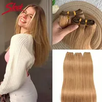 Cheveux brésiliens lisses et soyeux, double trame, naturels Remy, blond miel, couleur plus foncée uniquement 613 6 #   8 #   Lots de tissus tissés