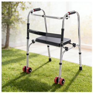Factory Wholesale Elderly <strong>Walking</strong> <strong>Aids</strong> <strong>With</strong> <strong>Seat</strong> Chair Folding <strong>with</strong> Wheels Portable Folding Rollator Walker - Product Image 2