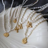 Colar feminino com pingente de pérola, gargantilha corrente de mãe de pérola estilo barroco