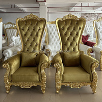 Chaise de mariage européenne à dossier haut en cuir, chaise de roi et de reine, chaises de trône dorées pour événements, banquets, hôtels, salons