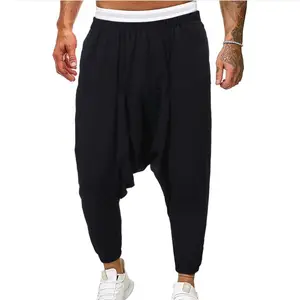 Hot Sale Hip Hop Street Wear Cotton Linen Pants Men Custom Baggy Sports Harem Pants Manufacturers