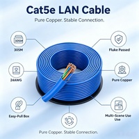 Cable Ethernet Multimodo Cat5e Azul de 305m, Certificado ISO9001, Económico para Proyectos de Redes Escolares