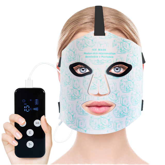 Advanced LED Ice Therapy Face Mask - CE Certified, 4 Light Modes & Independent Bulbs for Dark Spot Removal, Collagen