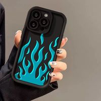 Coques de téléphone antichoc à effet flamme bleue pour iPhone 17 Air 16 15 Plus Pro Max 14 13 12 11 X – Housse de protection personnalisable avec image et logo
