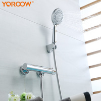 YOROOW Système de mitigeur de douche thermostatique contemporain en laiton chromé de haute qualité pour hôtels Boîte en carton poli en céramique moderne