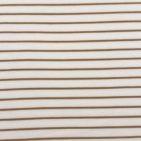 Tissu en maille rayée en molleton teint en fil, polyester, rayonne, élasthanne, 190 GSM, blanc et marron, pour t-shirts et robes, vente en gros