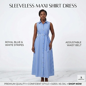 Vente directe usine – Nouvelle <span class=keywords><strong>robe</strong></span> longue élégante à rayures pour femme, <span class=keywords><strong>sans</strong></span> manches, cintrée à la taille, coupe trapèze – Sehe Fashion - Product Image 5