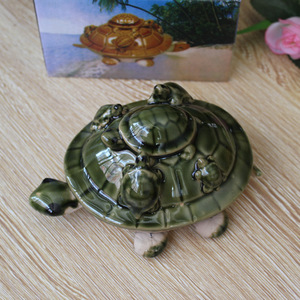 بيع بالجملة السلحفاة الأسرة ديكور المنزل الحلي السيراميك صغيرة لطيف التماثيل السلاحف البحرية - Product Image 6