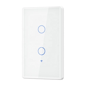 USEU 2 Gang WiFi écran en verre trempé panneau tactile lumière commande vocale télécommande <span class=keywords><strong>TUYA</strong></span> sans fil mur Wifi interrupteur d'éclairage intelligent - Product Image 1
