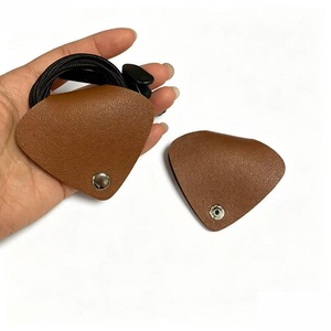 PU leather heart-shaped cable organizer, earphone cable winder, minimalist cable <b>tie</b>. - Product Image 2