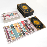 Jeu de tarot personnalisé avec logo, 78 cartes, noir, classique, ensemble d'apprentissage d'oracle avec guide en papier 350 g/m², cartes de tarot imprimées pour jeu
