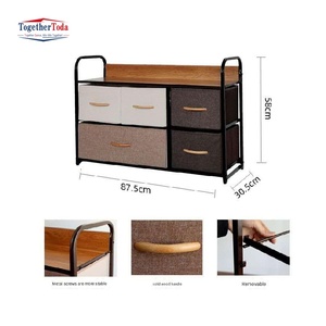 Tour de rangement multifonctionnelle mince et verticale à 4 tiroirs en tissu avec structure en acier, organisateur gain de place pour les petits espaces de vie - Product Image 5